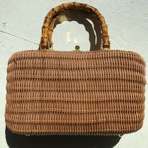 Wicker bamboo handbag